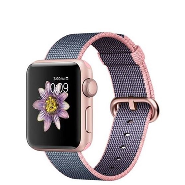 اپل واچ نسل2 اسپورت رزگلد کیس نایلون بند صورتی/ آبی 38mm  