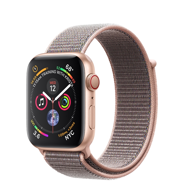 اپل واچ 4 سلولار آلومینیوم گلد اسپورت لوپ بند صورتی 40mm