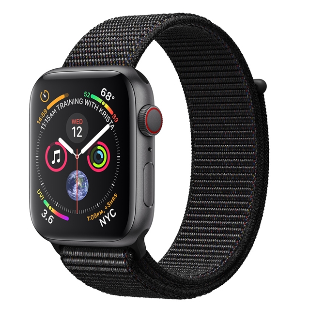 اپل واچ 4 سلولار آلومینیوم گری اسپورت لوپ بند مشکی 44mm