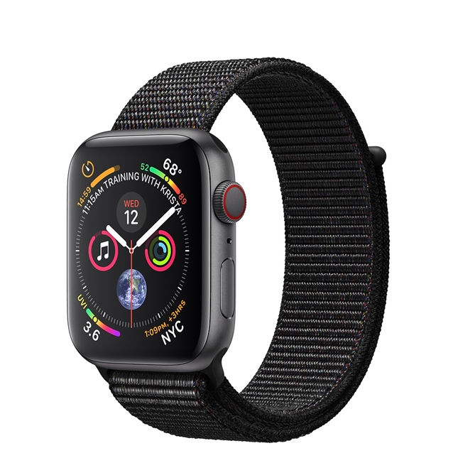 اپل واچ 4 سلولار آلومینیوم گری اسپورت لوپ بند مشکی 40mm