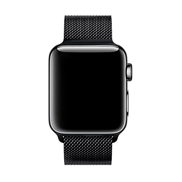 اپل واچ سری1 استیل کیس بند میلانز لوپ مشکی38mm