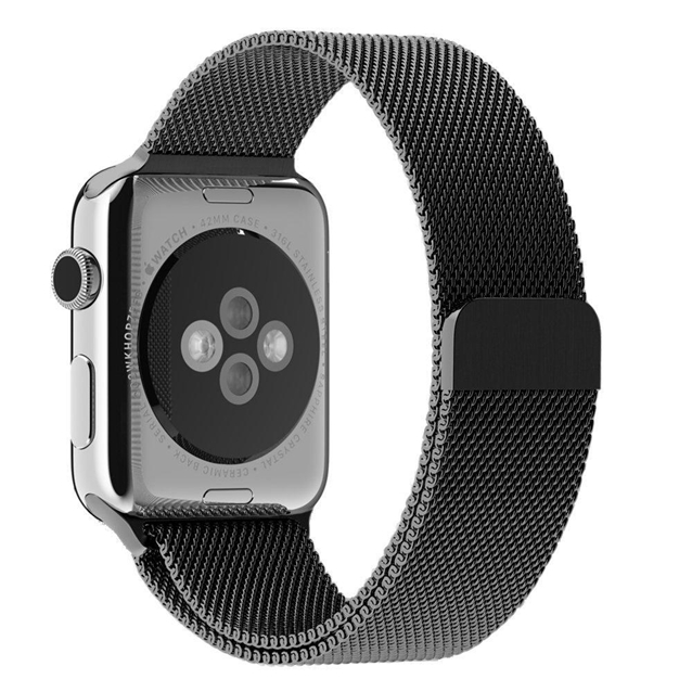اپل واچ سری1 استیل کیس بند میلانز لوپ مشکی38mm