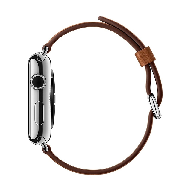 اپل واچ سری1 استیل کیس بند کلاسیک باکل قهوه ای38mm