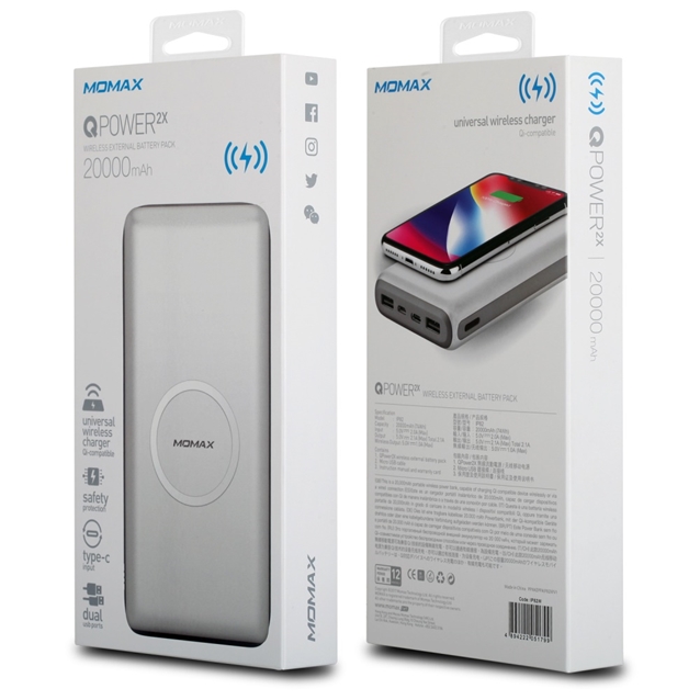 شارژر بی سیم و پاور بانک مومکس QPower 2X 20000mAh