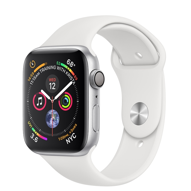 اپل واچ 4 آلومینیوم سیلور اسپورت بند سفید 44mm