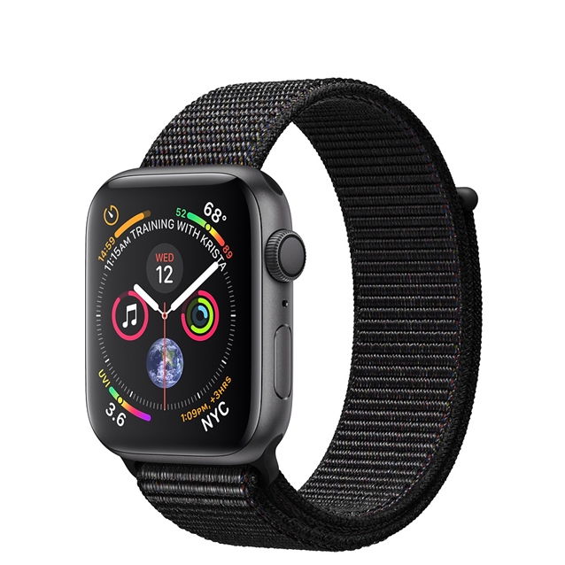اپل واچ 4 آلومینیوم گری اسپورت لوپ بند مشکی 40mm