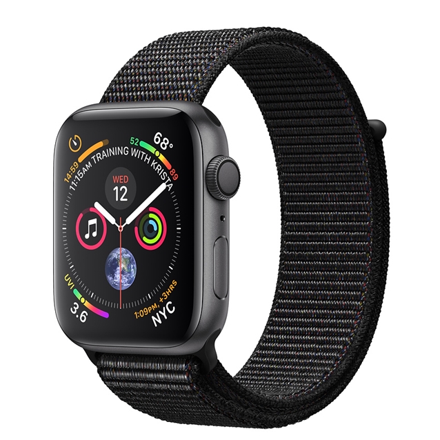 اپل واچ 4 آلومینیوم گری اسپورت لوپ بند مشکی 44mm