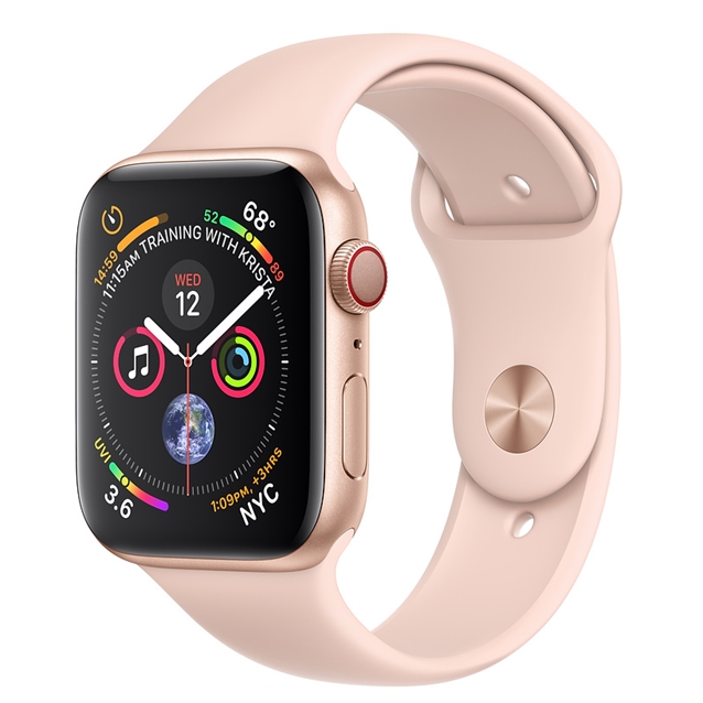 اپل واچ 4 سلولار آلومینیوم گلد اسپورت بند صورتی 44mm