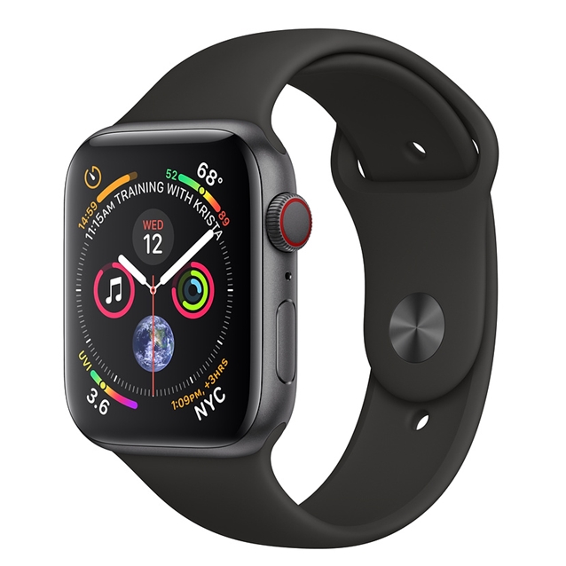 اپل واچ 4 سلولار آلومینیوم گری اسپورت بند مشکی 44mm