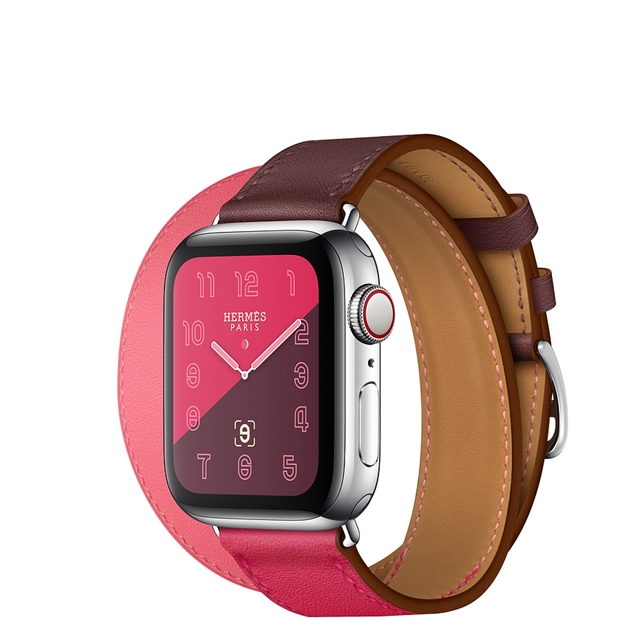 اپل واچ 4 هرمس دو دور بند صورتی/بنفش 40mm