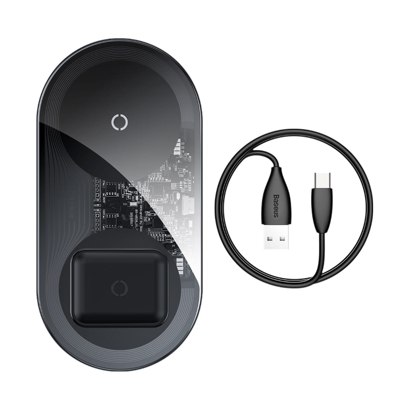 شارژر وایرلس 2 در 1 بیسوس 18 وات Baseus Simple 2 in 1 Wireless Charging Pad