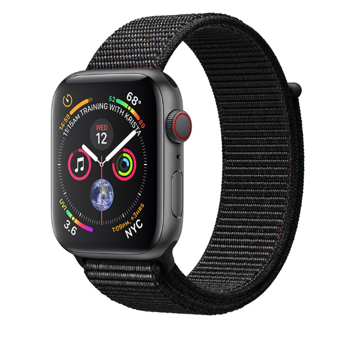 اپل واچ 4 آلومینیوم گری اسپورت لوپ بند مشکی 44mm