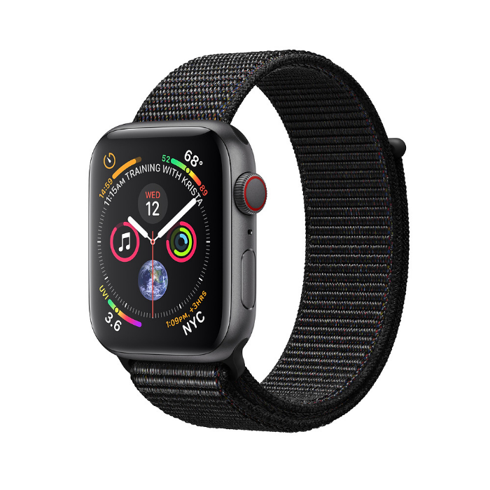 اپل واچ 4 آلومینیوم گری اسپورت لوپ بند مشکی 40mm