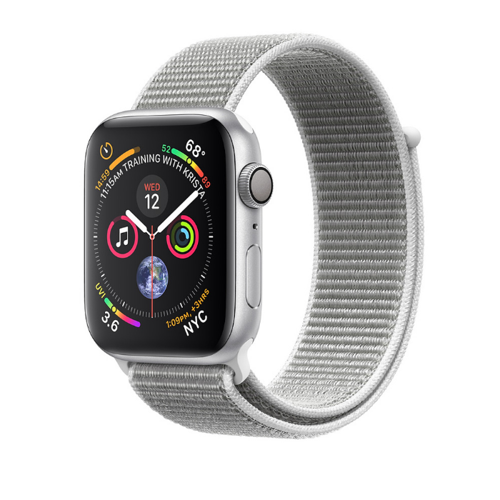 اپل واچ 4 آلومینیوم سیلور اسپورت لوپ بند سفید 44mm