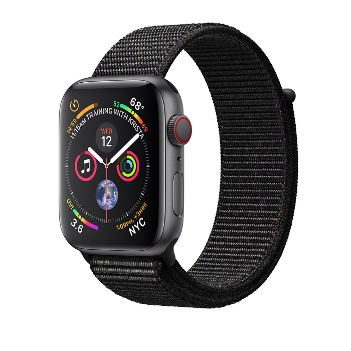 اپل واچ 4 سلولار آلومینیوم گری اسپورت لوپ بند مشکی 44mm