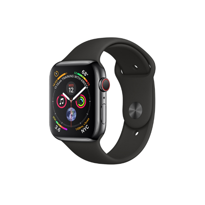 اپل واچ 4 استیل گری اسپورت بند مشکی 44mm