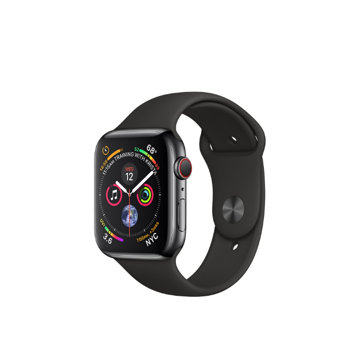 اپل واچ 4 استیل گری اسپورت بند مشکی 40mm