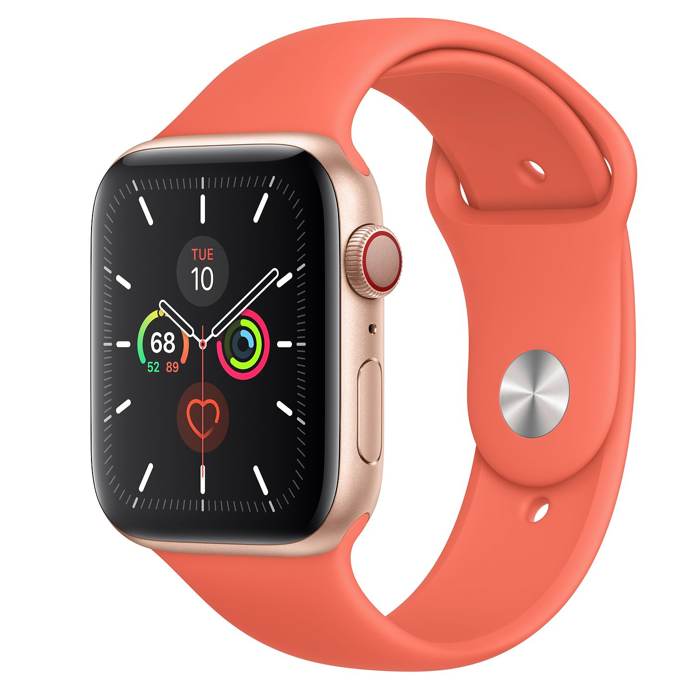 اپل واچ 5 سلولار آلومینیومی گلد اسپورت بند 44mm